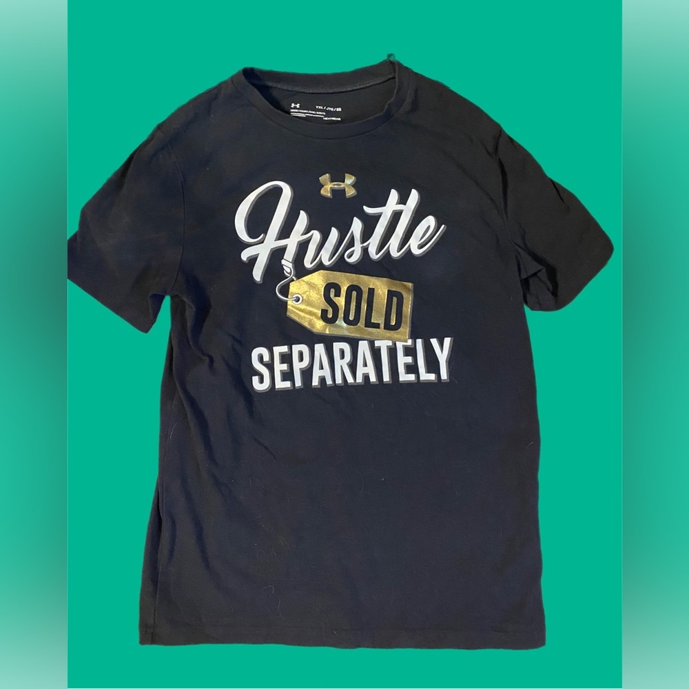 Boys Under armor Youth XL “hustle sold separately” short sleeve tee shirt